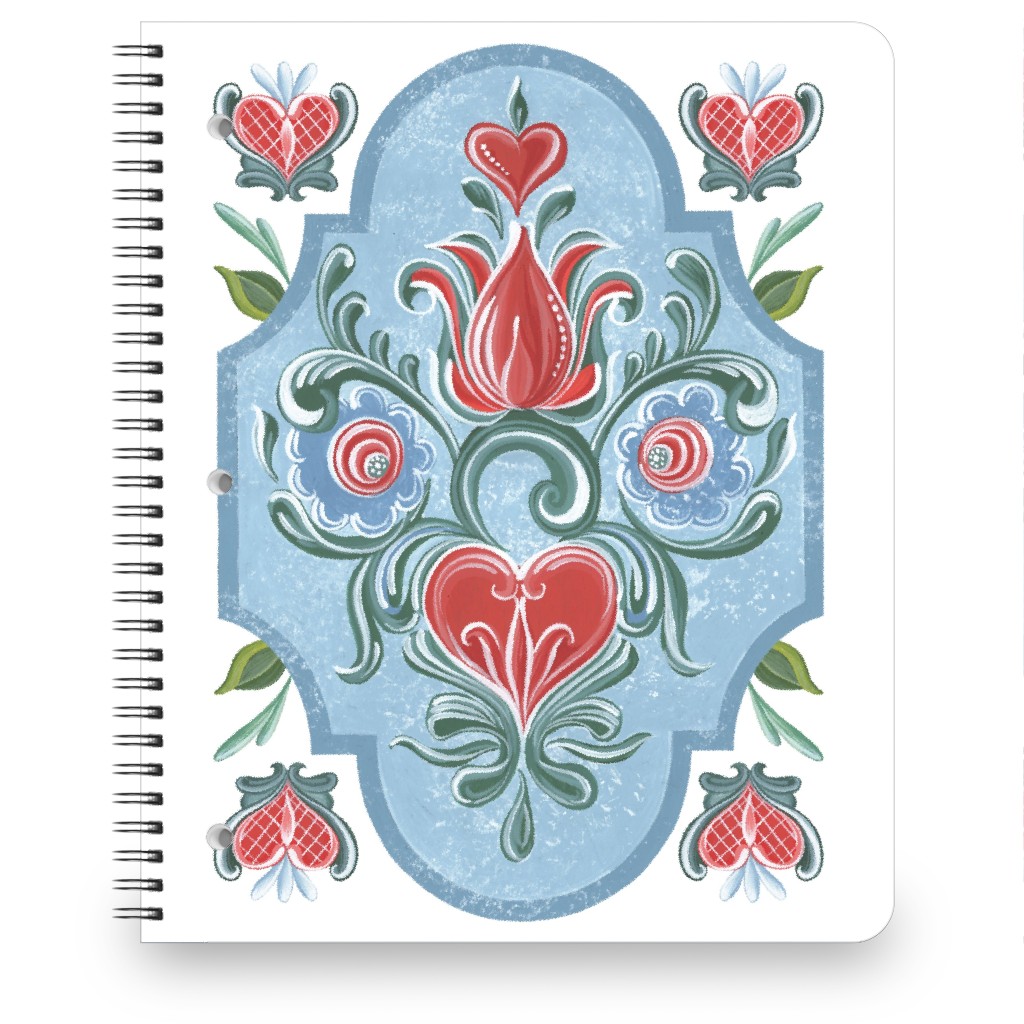 Folk Art - Blue & Pink Notebook, 8.5x11, Blue