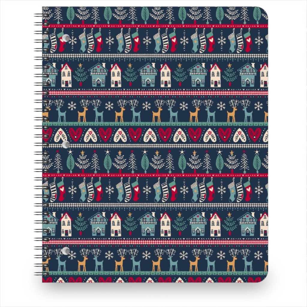 Nordic Vintage Christmas Notebook, 8.5x11, Multicolor