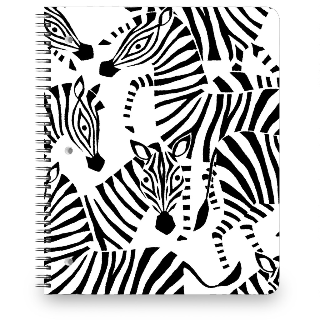 Zebras - Black & White Notebook, 8.5x11, Black