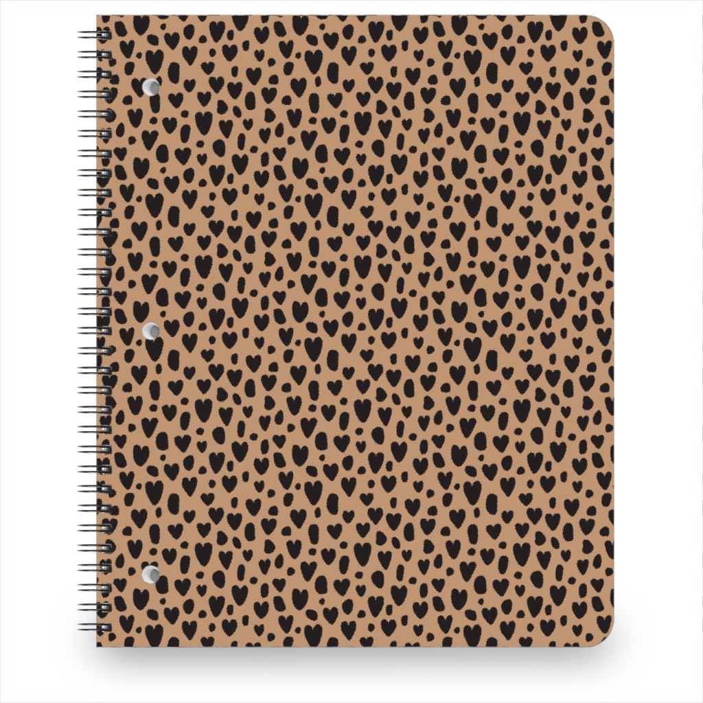 Leopard Hearts - Brown Notebook, 8.5x11, Brown, Brown