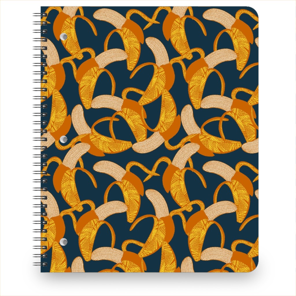 Peeled Banana - Yellow on Navy Notebook, 8.5x11, Yellow, Classic Yellow