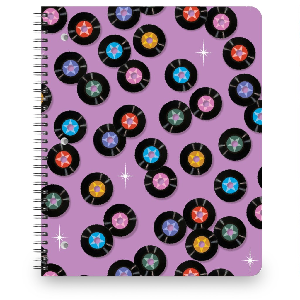 Pop Star Vintage Vinyl Records Notebook, 8.5x11, Purple, Lilac