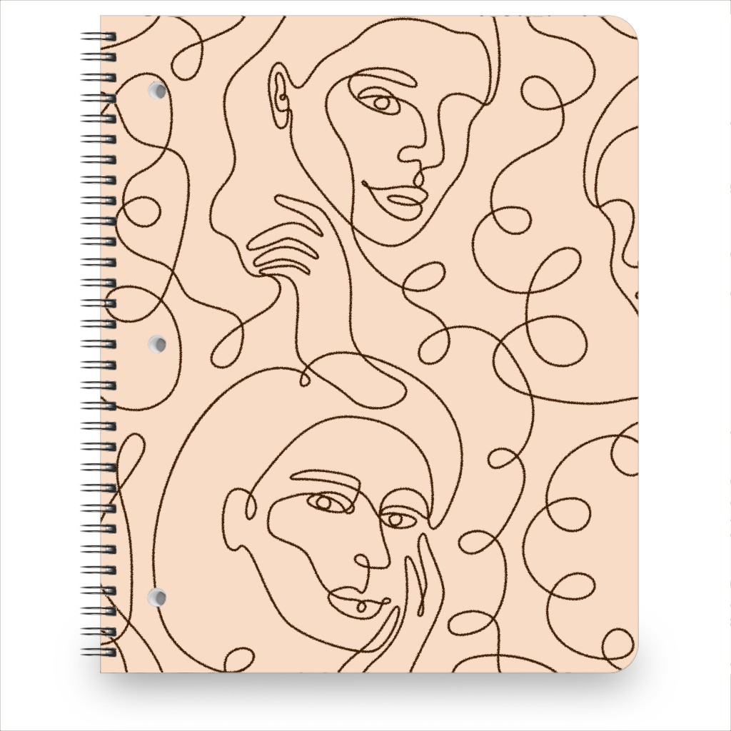 Hand Drawn Women Notebook, 8.5x11, Beige, Sand