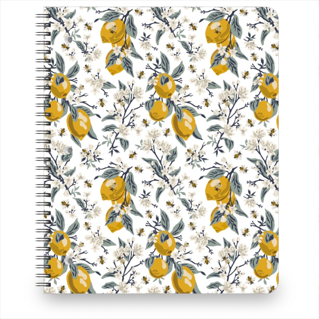 Bees & Lemons - White Notebook, 8.5x11, Yellow, Classic Yellow