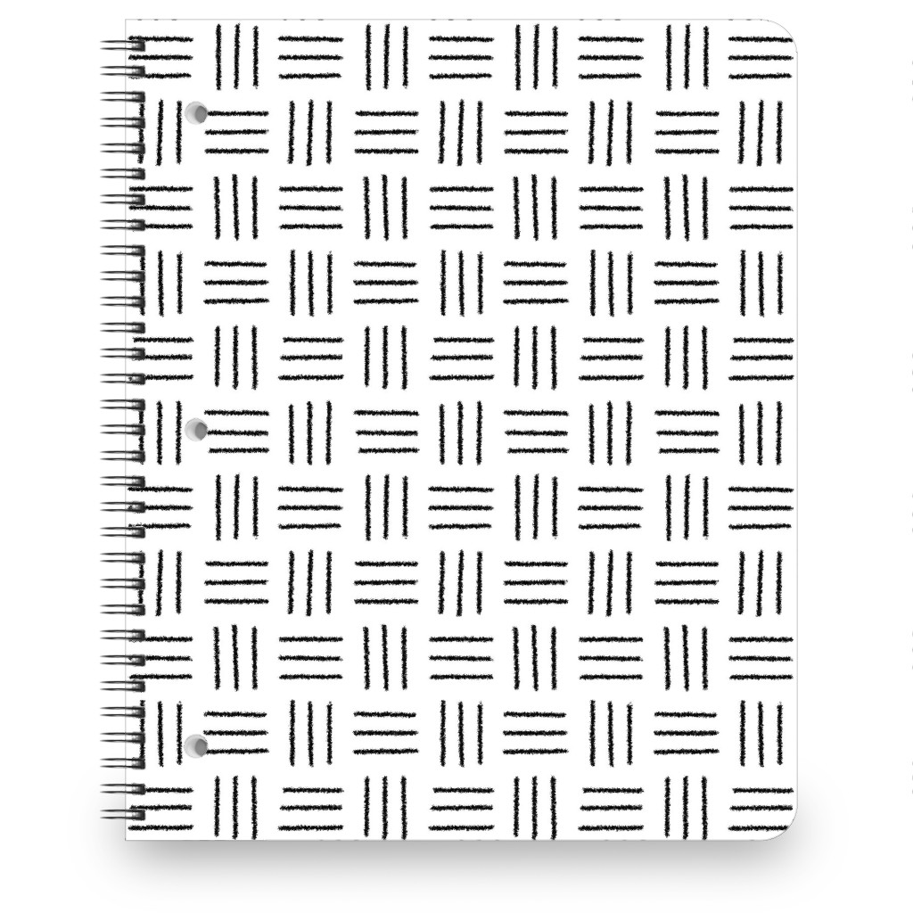 Mudcloth Basket Weave - Black on White Notebook, 8.5x11, White