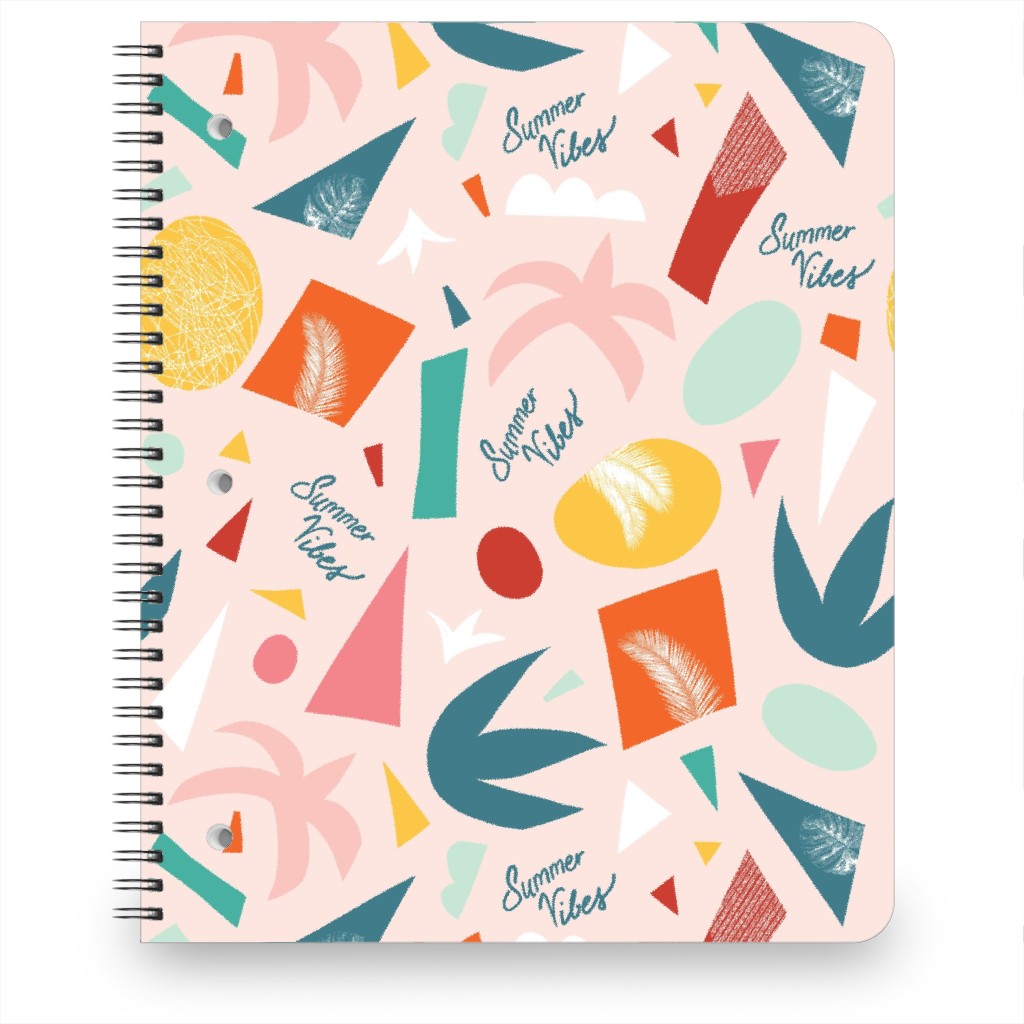Summer Vibes Collage Notebook, 8.5x11, Pink, Bright Pink