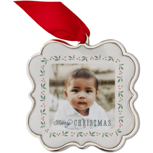 Mistletoe Merry Keepsake Ornament, None, None, White, Scalloped, white