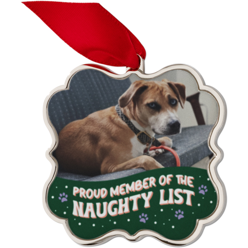 Naughty List Keepsake Ornament, None, Engraved back, Gray, Scalloped, cement