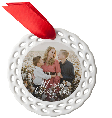 Elegant Celebration Ceramic Ornament, White, Circle