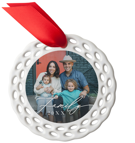 Sweet Family Script Ceramic Ornament, White, Circle