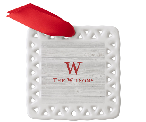 Monogram Text Gallery Ceramic Ornament, Multicolor, Square, multi