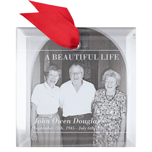 Beautiful Life Glass Ornament, White, Square, white