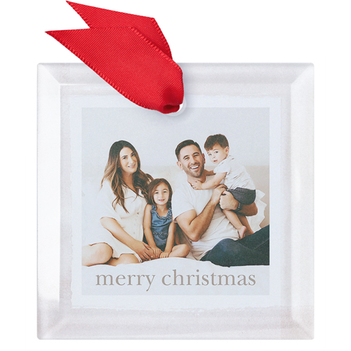 Watercolor Frame Glass Ornament, White, Square, white
