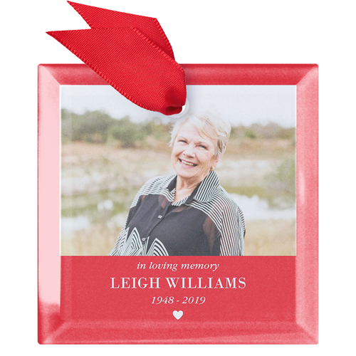 Christmas Memory Glass Ornament, Red, Square