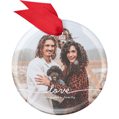 Love Doodle Glass Ornament, White, Circle