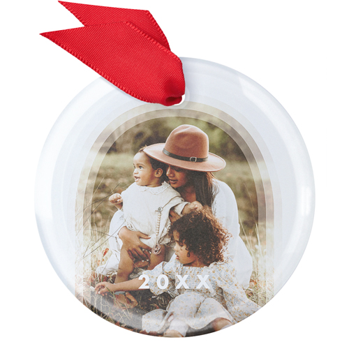 Beveled Arch Glass Ornament, White, Circle, white