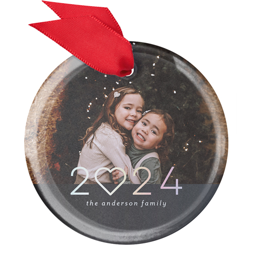 Holographic Year Glass Ornament, Black, Circle