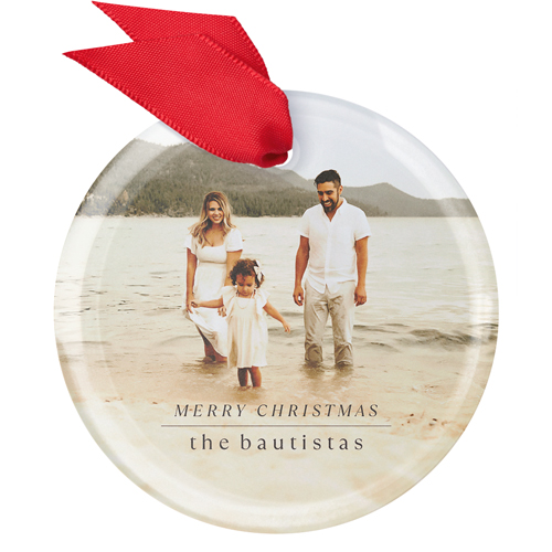 Simple Family Christmas Glass Ornament, Gray, Circle, charcoal