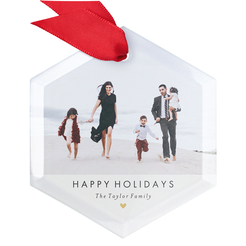 Modern Holidays Glass Ornament, Beige, Hexagon