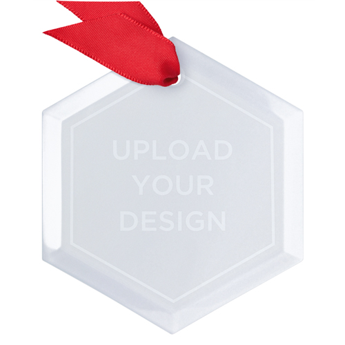 Upload Your Own Design Hexagon Glass Ornament, Multicolor, Hexagon