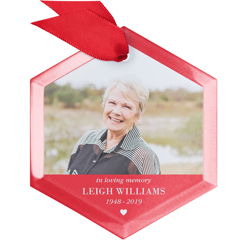 Christmas Memory Glass Ornament, Red, Hexagon