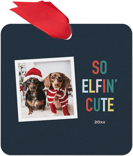 So Elfin Cute Metal Ornament, Black, Square Ornament