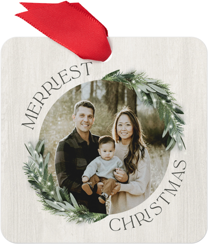 Rustic Garland Metal Ornament, Black, Square