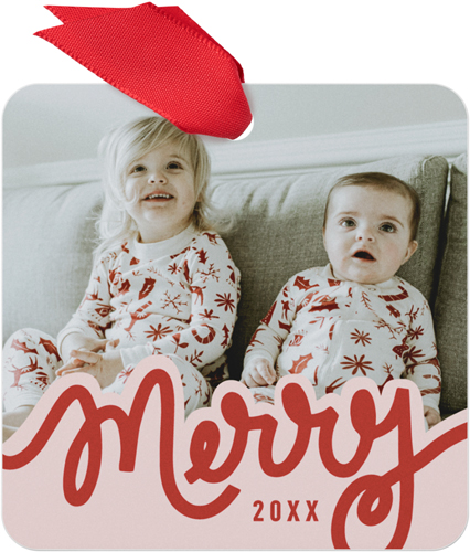 Cherry Merry Metal Ornament, Red, Square, firecracker