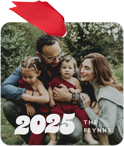 Retro Year Metal Ornament, White, Square, white