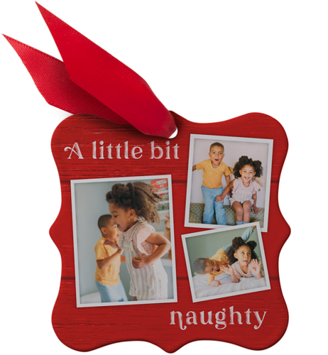 Naughty And Nice Metal Ornament, Red, Square Bracket