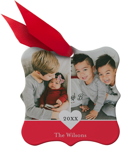 Annual Heart Metal Ornament, Red, Square Bracket