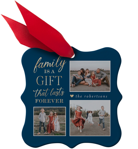 Family Is A Gift Metal Ornament, Blue, Square Bracket