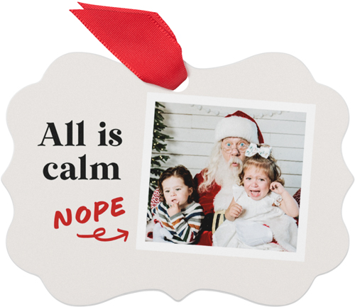 All Is Calm Metal Ornament, Black, Rectangle Bracket