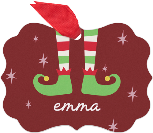 Personalized Elf Year Metal Ornament, Red, Rectangle Bracket