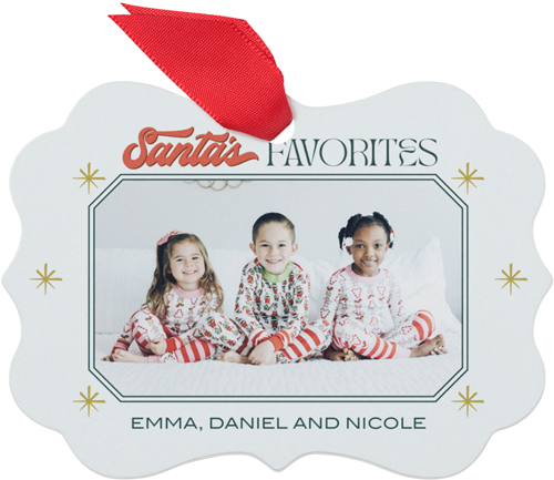 Santa's Favorites Metal Ornament, Gray, Rectangle Bracket