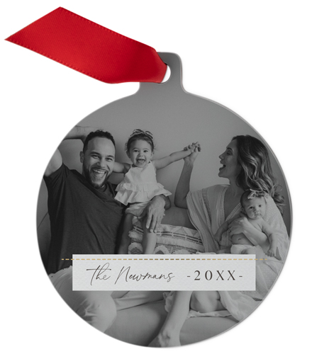 Family Gift Tag Metal Ornament, White, Circle