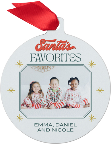Santa's Favorites Metal Ornament, Gray, Circle, air