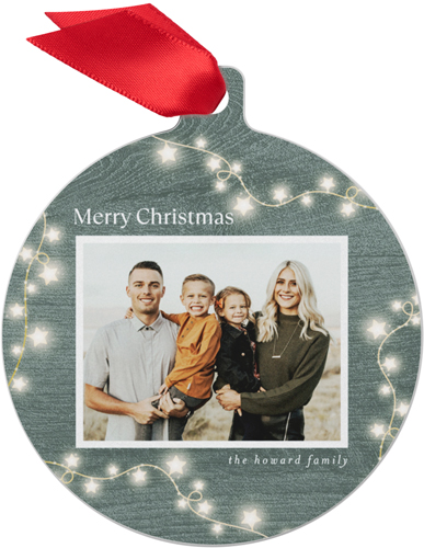 Starlit Border Metal Ornament, Blue, Circle