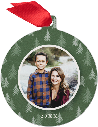 Handcrafted Trees Metal Ornament, Green, Circle, kale