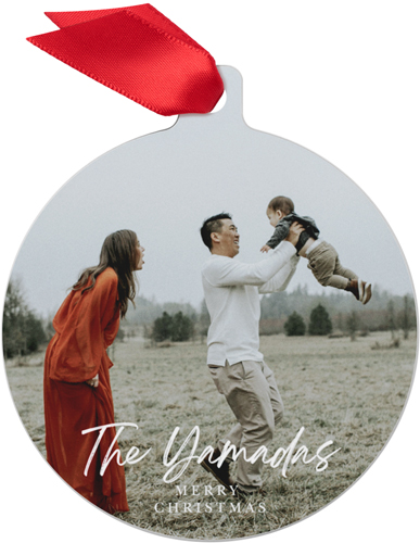 Modern Signature Metal Ornament, White, Circle, white