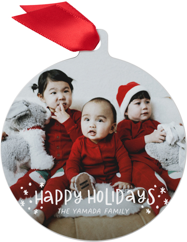 Playful Holidays Metal Ornament, White, Circle, white