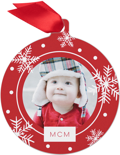 Baby's First Year Christmas Metal Ornament, Red, Circle