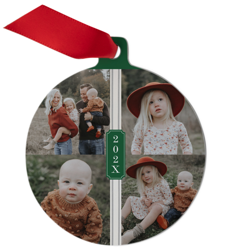 Year Vertical Collage Metal Ornament, Green, Circle Ornament
