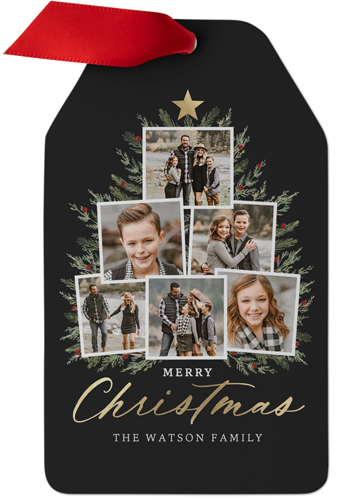 Picture Tree Metal Ornament, Black, Gift Tag