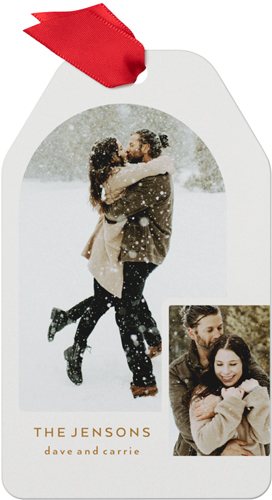 Arch Overlap Metal Ornament, White, Gift Tag