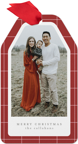 Windowpane Border Metal Ornament, Red, Gift Tag, cherry