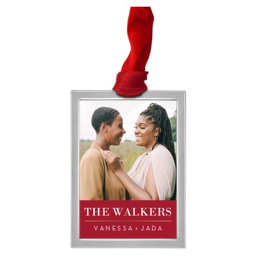 Classic Colorblock Luxe Frame Ornament, Silver, Red, Rectangle