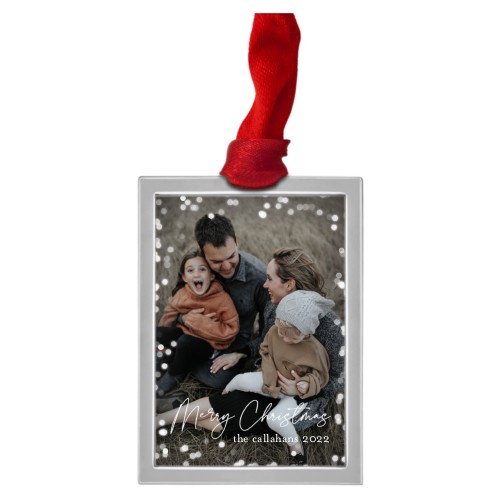 Bokeh Frame Portrait Luxe Frame Ornament, Silver, White, Rectangle