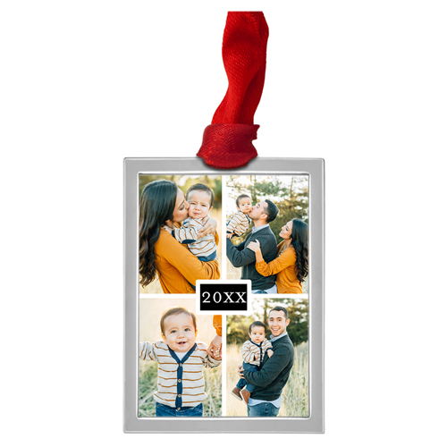 Classic Gallery Portrait Luxe Frame Ornament, Silver, White, Rectangle, white
