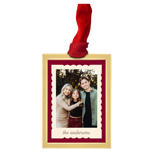 Gingerbread Frame Luxe Frame Ornament, Gold, Red, Rectangle